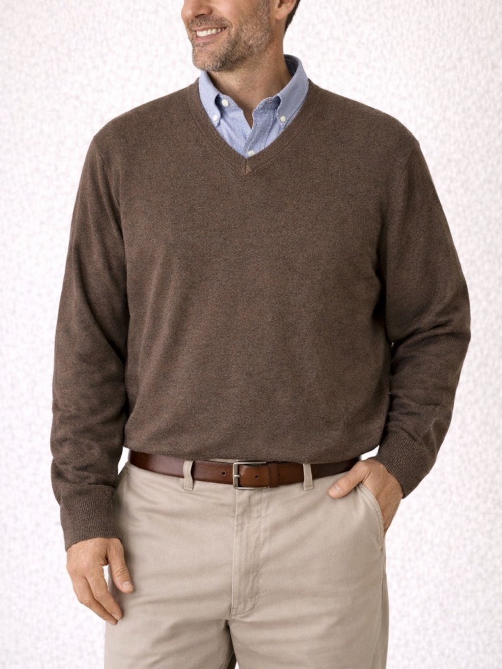 Barry Bricken Brown V-Neck Knit Sweater Men’s Size L Classic Fit